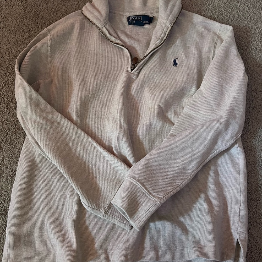 Polo by Ralph Lauren Men's Light Gray Zip-Up Sweater
